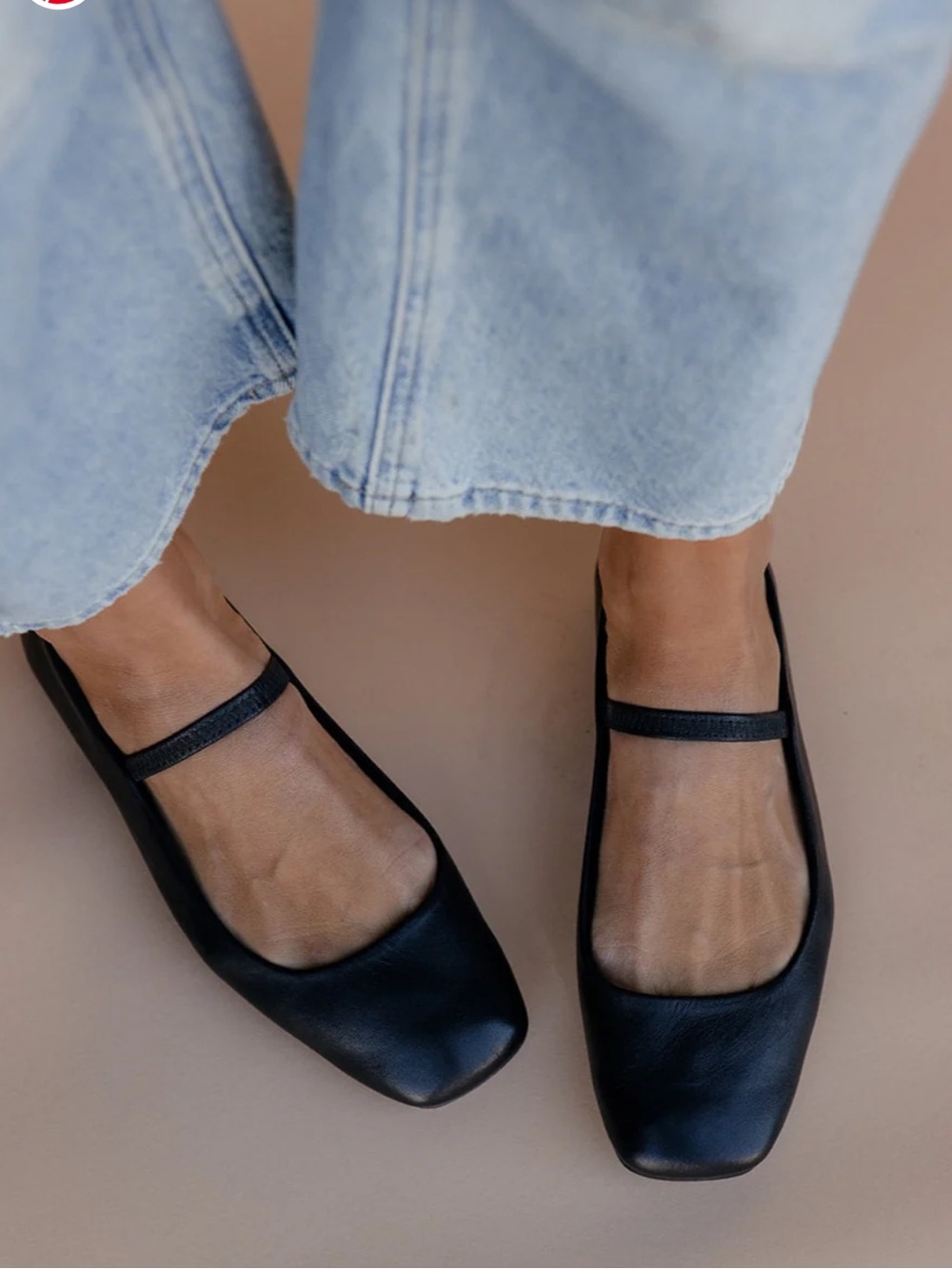 Roolee Black Ballet Flats with Cream Crochet Inset